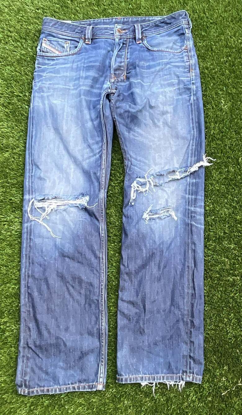 Diesel Larkee Distressed Straight Leg Denim Jeans